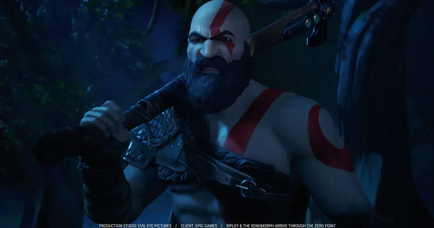 Kratos enters Fortnite: real-time animation by Evil Eye Pictures